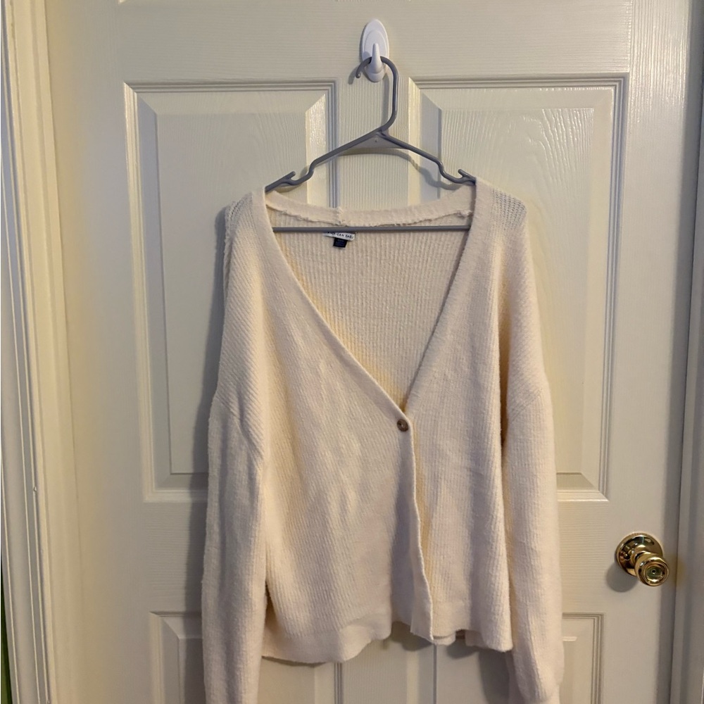 American Eagle Cream Knit Cardigan Sweater